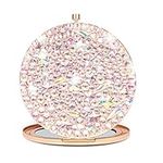 QearFun Small Compact Mirror for Purses, Bling Diamond Rose Gold Mini Pocket Mirror, Luxurious Rhinestone Tiny Magnifying Mirror Gift for Women & Girlfriend Bridesmaids Travel Makeup