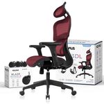 Nochaus Ergo3dL Home Office Desk Chairs Ergonomic Office Chair High-Back Mesh Rolling Work Chairs with Wheels and Adjustable Headrests Comfortable Lumbar Support Adjustable Armrests(Burgundy)