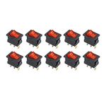 Electronic Spices KCD1 6a 250v 3 Pin Spst Red Color Plastic Rocker Switch With Indicator Pack of 10pcs