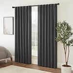 Eclipse Fresno Modern Blackout Thermal Rod Pocket Window Curtain for Bedroom (1 Panel), 52 in x 95 in, Charcoal