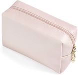 PU Leather Cosmetic Bag for Women Minimalism Makeup Bag for Daily Use Portable Storage Purse Small Neat Cosmetic Pouch Water-Resistant Toiletry Bag for Travel（Light Pink）