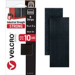 VELCRO Brand Heavy Duty Fasteners | 4x2 Inch Strips with Adhesive 8 Sets | Holds 10 lbs | Black Industrial Strength Stick On Tape | Indoor or Outdoor Use (VEL-30703-USA)