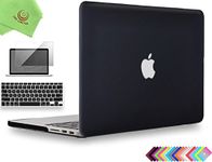 UESWILL 3in1 Matte Hard Case for MacBook Pro (Retina, 15-inch, Mid 2012/2013/2014/Mid 2015), Model A1398, NO CD-ROM, NO Touch Bar + Keyboard Cover and Screen Protector, Black