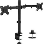 Mount-It! Dual Monitor Mount | Double Monitor Desk Stand | Two Heavy Duty Full Motion Adjustable Arms Fit 2 Computer Screens 17 19 20 21 22 24 27 Inch | VESA 75 100 | C-Clamp and Grommet Base