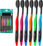 Dental Check 6 Pack Charcoal Toothbrush | Natural Teeth Whitening Solution | Ultra-Soft Bristles for Dental Care | Angled Bristles for Hard-To-Reach Areas | Clean Away 99% Of Plaque & Brighten a Smile