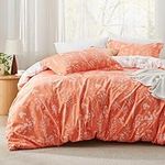 Bedsure King Comforter Set - Coral Orange Comforter, Cute Floral Bedding Comforter Sets, 3 Pieces, 1 Soft Reversible Botanical Flowers Comforter and 2 Pillow Shams