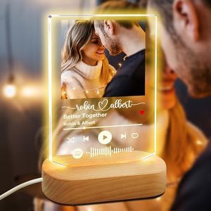 YESCUSTOM Personalized Acrylic Song with Photo, Custom Gift for Boyfriend Girlfriend Acrylic Album Cover, Customized Transparent Music Plaque Scannable Code