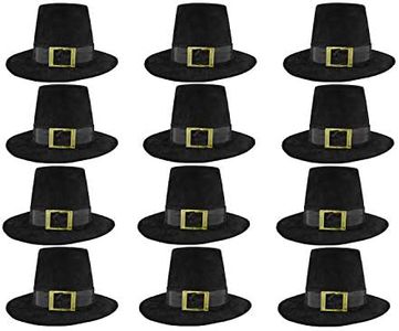 Nicky Bigs Novelties Deluxe Pilgrim Hat Costume Top Hat, (Pack of 12), Black, One Size