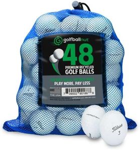 GolfBall Nut - 48 Recycled Golf Balls for Titleist Pro V1 - Premium Performance Used Golf Balls Bulk 5A Mint Condition – Includes Mesh Bag – 48-Pack, White