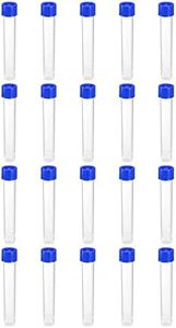 PATIKIL 10mL Plastic Test Tubes, 20 Pack Frozen Test Tube Vial Container Storage Screw Cap for Lab Laboratory Science, Blue Clear
