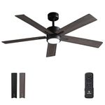 Vagizm Ceiling Fan with Light Remote: 52 inch Modern Bedroom Fans with Dimmable Tri-Color Temperature LED - Quiet Reversible DC Motor - Indoor Outdoor (Only Comes with 10'' Rod)