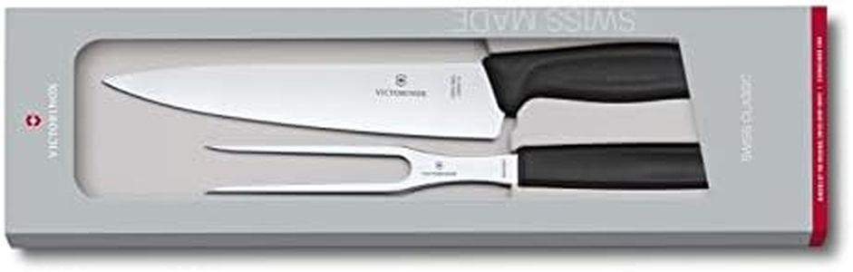 Victorinox Swiss Classic Carving Knife and Fork, Black, 6.7133.2G