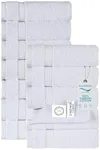 SALBAKOS - Premium Washcloths 12 Pack Set, 100% Turkish Cotton, Highly Absorbent & Quick Dry, Face Towels for Hotel, Spa & Gym | 13"x13" (White)