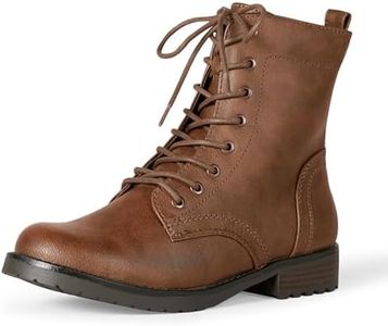 Amazon Essentials Women's Lace-Up Combat Boot, Cognac, 8.5