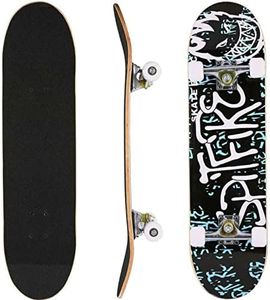 Planche à roulettes 7 Couches de Planches Planche de Skate complète en Bois d'érable Longboards d'extérieur pour Adolescents Adultes débutants Skateboard