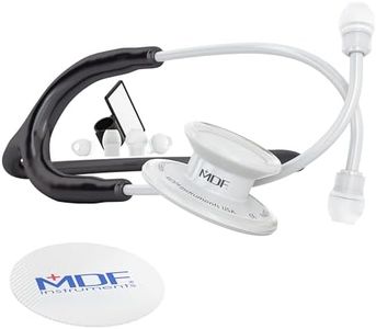 MDF MD One Stainless Steel Premium Dual Head Stethoscope, Black Tube, Whiteout Chestpieces-Headset, MDF777WO11
