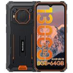 Blackview Rugged Phone, BV6200 (2024) 13000mAh Battery 18W Fast, Android 13 Rugged Smart Phone, 8GB+64GB/1TB Expand, 13MP+8MP Waterproof Phone, Three Card Slots, Face Phone Unlocked - Orange