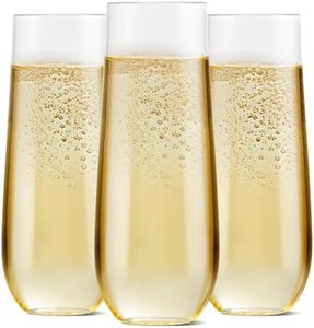 SUT 48 PCS Plastic Champagne Flutes, Champagne Flutes Disposable, Plastic Mimosa Glasses Disposable, Plastic Champagne Glasses, Stemless Champagne Flutes for Wedding Parties & Shower