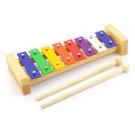 TIGER XYL14-CL 8-Note Glockenspiel & Two Mallets - Wooden Frame - Ideal Introduction to Musical Harmony - Metallophone Xylophone