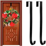 2 Pack Front Door Wreath Hanger Hook,15" Metal Over The Door Hook for Christmas and Party Decoration, Hanging Clothing,Wreaths,38cm(Black)