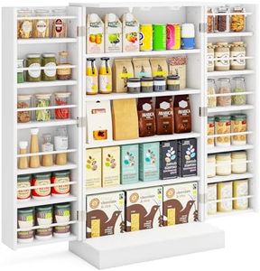 Giantex Kitchen Pantry Cabinet, 17-Tier Buffet Sideboard w/ 180° Double Doors & 6 Adjustable Shelves, Kitchen Storage Cabinet, Space-Saving Cupboard for Dining Room, Living Room & Entryway, White