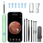 LMECHN Ear Wax Removal, Ear Cleaner with 7 Pcs Ear Set, Ear Wax Removal Tool Camera with 1080P Ear Otoscope & 6 LED Lights, Wireless Ear Pick for Ear Cleaning with 6 Ear Spoons Green