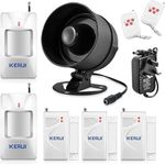 KERUI Wireless Home Security System, Door Alarm System Kit with Weather-Proof Siren 115dB,Window Door Sensors, Pir Motion Sensor, Remote Control for Shed Garage Home Alarm