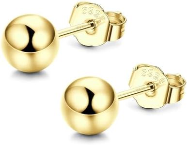 CASSIECA Pendientes Plata de ley 925 para Mujeres Hombres 10mm Pelota Pendientes Hipoalergenicos Mujer Oro