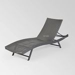 OUTLIVING Rattan & Wicker Outdoor Swimming Poolside Lounger Beach Sunbathing Lawn Patio Chaise Sun Lounger Chair with Adjustable Backrest (Black)