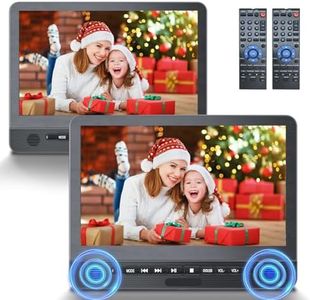 12'' Dual Car DVD Player for Headrest, Desobry Protable DVD Player for Car with Speaker, Car DVD Player Dual Screen Support Regions Free, DVD Player with Screen Support USB, AV in