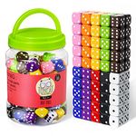 JoyCat 16mm 6 Sided Dice Set Standard Game Dice Kids for Board Games Dice Games Math Dice for Classroom with Storage Bucket (100, Opaque)