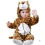 FancyDressWale Cotton Blend Baby Animal Costume Autumn Winter Flannel Hooded Romper Cosplay Jumpsuit 0-24 Months,Brown