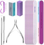 Nail Files and Nail Buffers, Subay 15Pcs Manicure Tools Kit Nail File Kit with 8pcs Nail Files, 3pcs Nail Buffer Blocks,Cuticle Nippers & Pusher Nail Brushes Nail Art Tool Kit for Home Salon