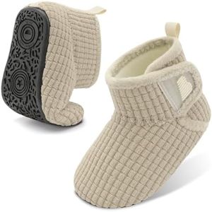 BARERUN Kids Slippers Unisex Girls Boys Cute Non-slip Slippers with Memory Foam Kids Plush Warm Winter House Shoes Slipper for Toddler Girls Beige Toddler Size 10.5-11
