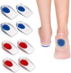 AMTAM 4 Pairs Of Silicone Heel Cups, Gel Pads, Silicone Orthopedic Gel Pads, Plantar Fasciitis Insole, Heel Pain Relief, Achilles Tendon Pain, Medical Grade (Big Blue & Little Red)