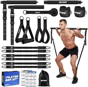 Pilates Bar Kit with Resistance Bands for Working Out, 210lbs Heavy Resistance Bands with Handles, Pilates Equipment with Resistance Band Bar for Men Women, Home Gym Full Body Workout Equipment