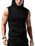 Babioboa Men's Hooded Tank Top Muscle Cut Off Gym Vest Training Hooded Bodybuilding Fitness Shirt Black