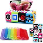 Adpartner Baby Tissue Box Toy, Montessori Sensory Baby Toys for Babies 6 to 12 Months, Soft Educational Tissue Toy Box with Fabric Crinkle Cards Scarves for 1 Year Old Boys Girls Early Learning Gifts