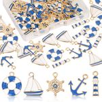 BENOSPACE 50Pcs Nautical Bead Ocean Themed Bead Alloy Rudder Boat Beads Anchor Beads Ship Helm Sailor Navy Beads Accessory for Crafting DIY Jewelry Making Earrings Bracelets Necklace