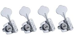 Guyker Bass Tuners (4 for Left) - 1:26 Ratio Open Gear Tuning Key Pegs Machine Head Replacement for Electric Jazz Guitar Bass or Precision Instruments - Chrome