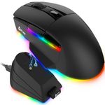 KLIM Blaze X RGB + Rechargeable Wireless Gaming Mouse with Charging Dock + Long-Lasting Battery + Up to 12000 DPI + Wired & Wireless Mouse PC, PS5, PS4, Mac + New Version + Black