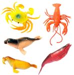 SUPER TOY 5 Pc Aquatic Animal Rubber Toy Figures for Kids Ocean Sea Animal, Vinyl Plastic Animal Toy Set Realistic Under The Sea Life Figure Bath Toy for Child Educational Party Cake Cupcake Topper