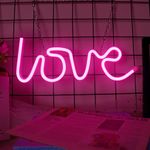 Love LED Neon Light Sign, Love Battery Operated & USB Powered Glowing Neon Light for Valentine's Gift, Wedding Party, Girls Room, Table Decoration (Pink Love)