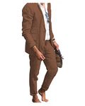 Men 2 Pieces Suit Linen Beach Wedding Prom Tuxedo Soft Blazer Pant Set Casual(Brown,38)