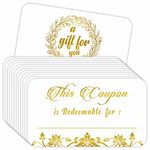 Coupon Cards (Pack of 50) Premium Gold Foil Stamping 3.5"x2" Blank Gift Certificates Redeem Vouchers for Business