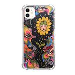 GialCenik Trippy Psychedelic Phone Case Compatible with iPhone 11, Hippie Art Flower with Eyes Cover Case for iPhone 11, Unique Trendy Design TPU Bumper Cover Case