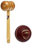 SG Bouncer Leather Ball (Red), Standard Size Wooden Mallet - Cricket