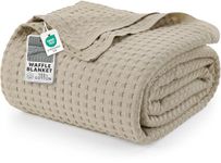 Utopia Bedding Cotton Waffle Blanket 300 GSM (Khaki - 274x228 cm) Soft Lightweight Breathable Bed Blanket Big Size Layering Any Bed for All Season