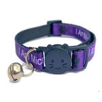 ZACAL Cat Collars with Bell | Worded Cat Collars – Please Do Not Feed Me/I Am Microchipped | Safe Quick Release Breakaway Buckle Cat Collars (Purple, I Am Microchipped)