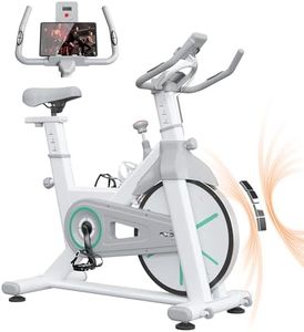 Soges Power Exercise Bike Cardio Magnetic Stationary Bike Cycle Bike Indoor Cycling Fitness Bike for Home Silent Belt Drive with Phone Ipad Mount &Comfortable Seat Cushion,White